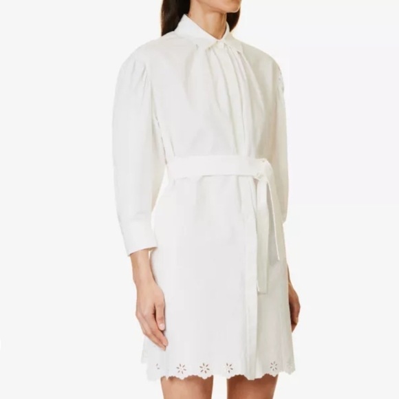 MAX MARA Corinto Linen Blend White Button Down Belted Shirt Dress Size L NEW - Picture 15 of 16